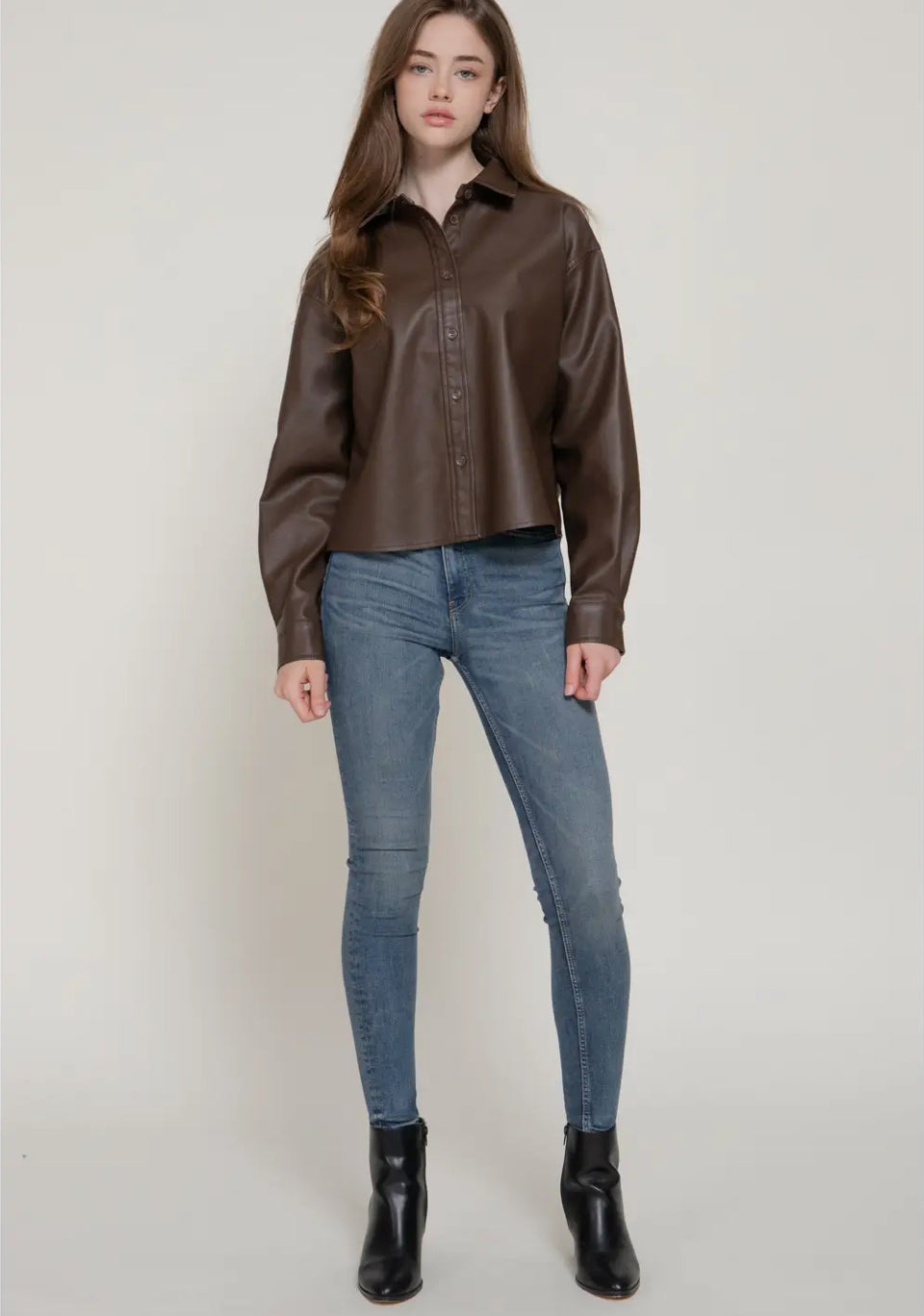 Off duty Faux Leather Jacket - Espresso