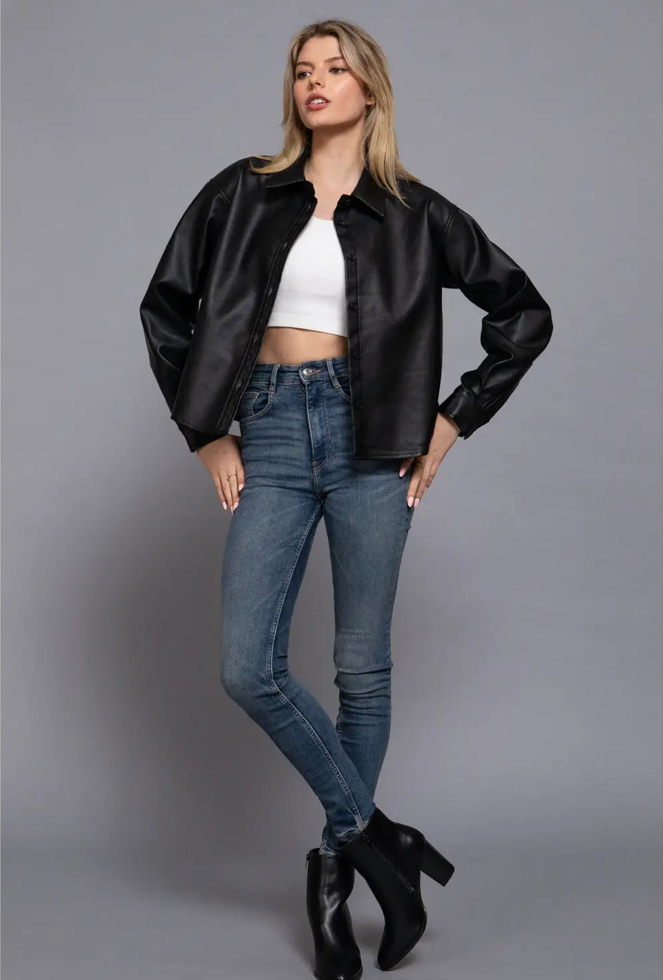 Off duty Faux Leather Jacket - Noir