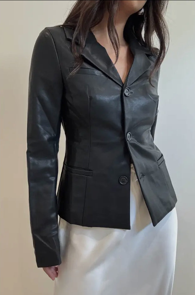 Lorelai Faux Leather Blazer Jacket