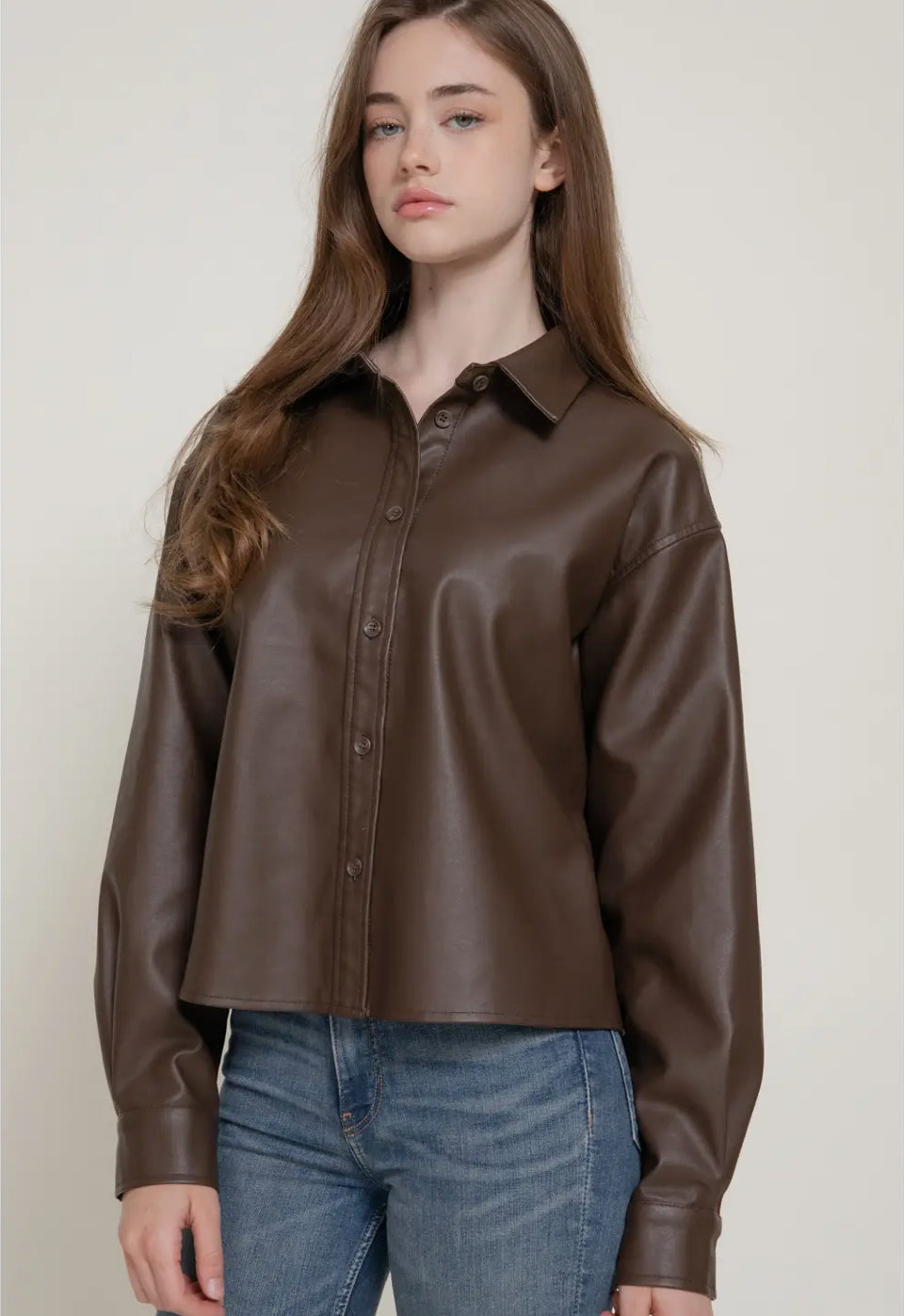 Off duty Faux Leather Jacket - Espresso
