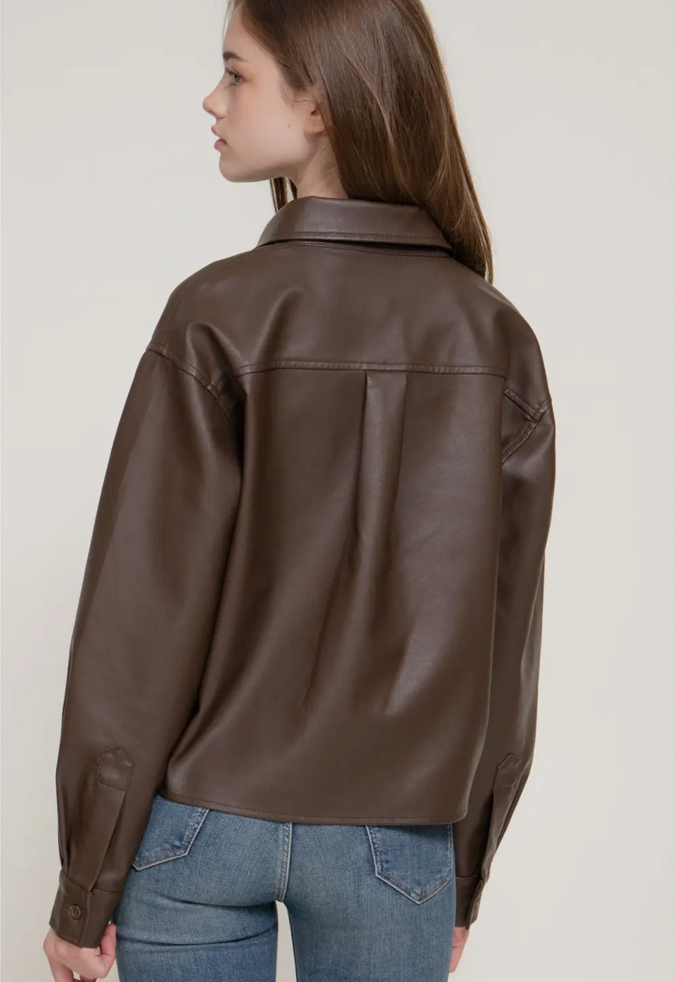 Off duty Faux Leather Jacket - Espresso