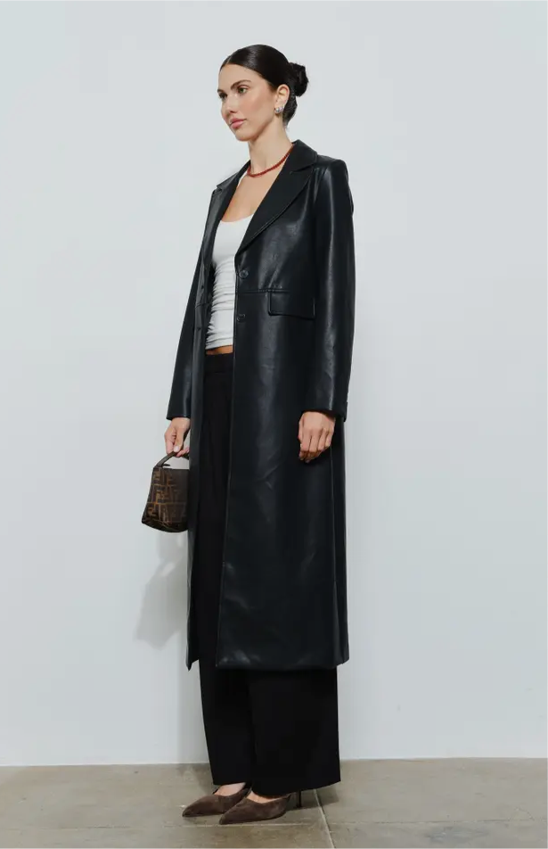 Rachel Leather Trench Coat