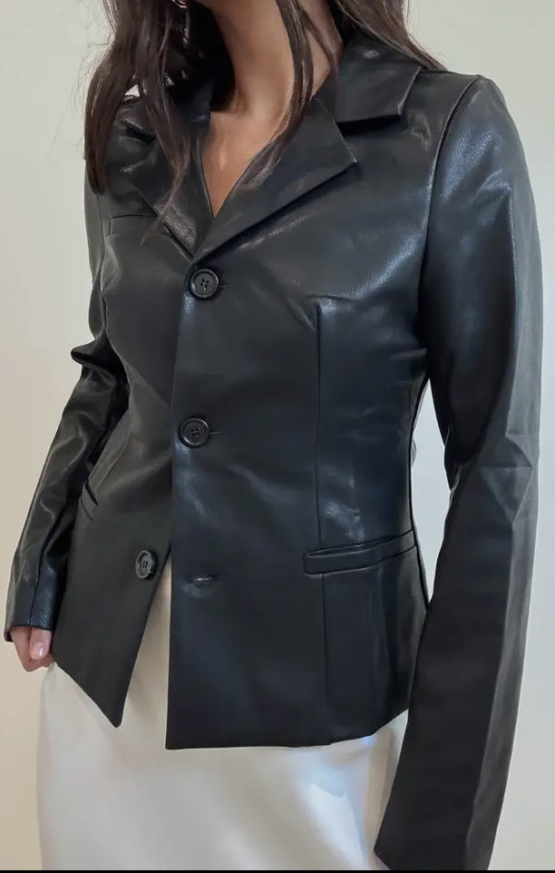 Lorelai Faux Leather Blazer Jacket