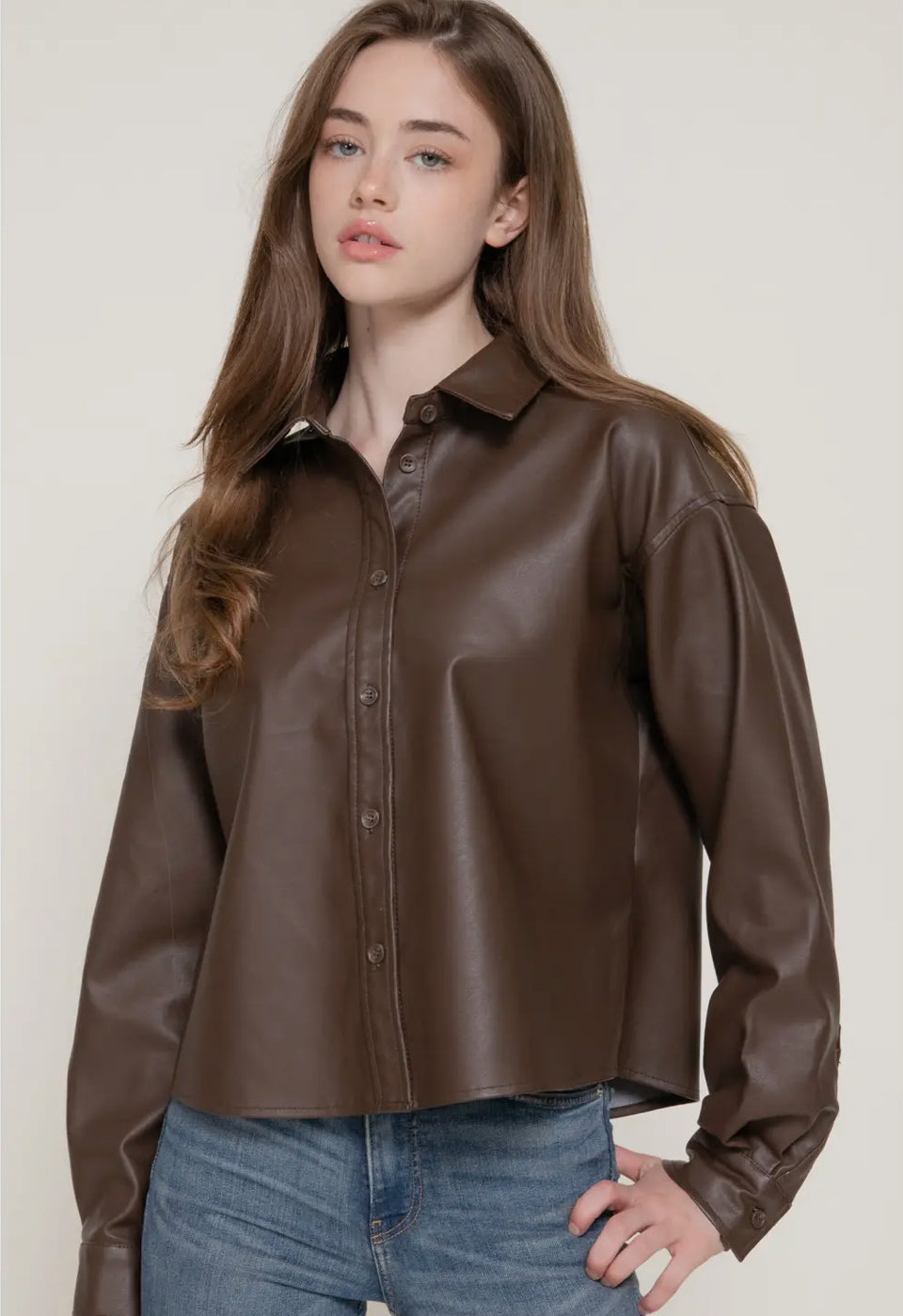 Off duty Faux Leather Jacket - Espresso
