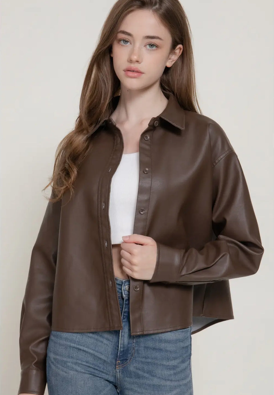 Off duty Faux Leather Jacket - Espresso