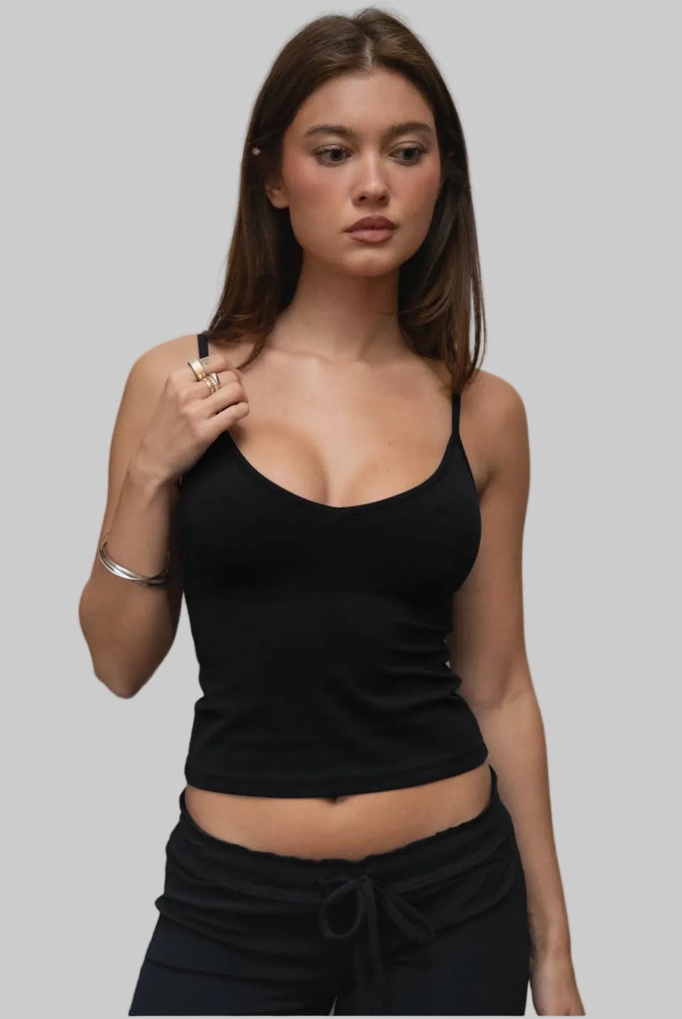 Scuplted Cami top - Noir