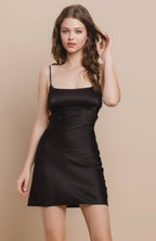 90’s Model - Satin Mini Dress Noir
