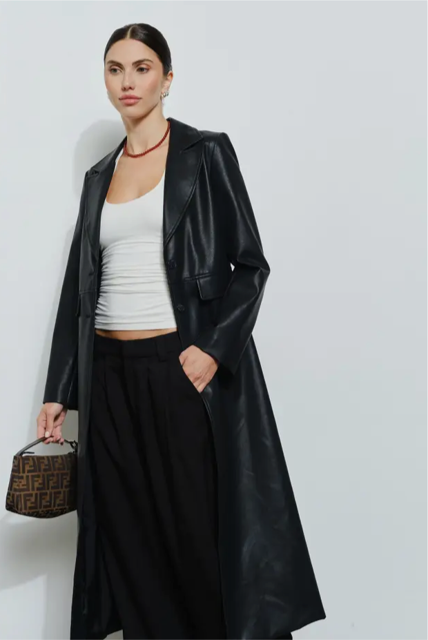 Rachel Leather Trench Coat
