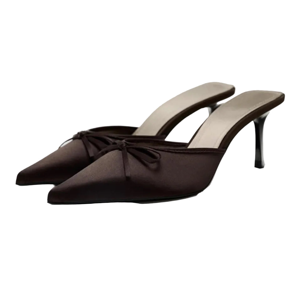 Joan Satin Heel - Espresso